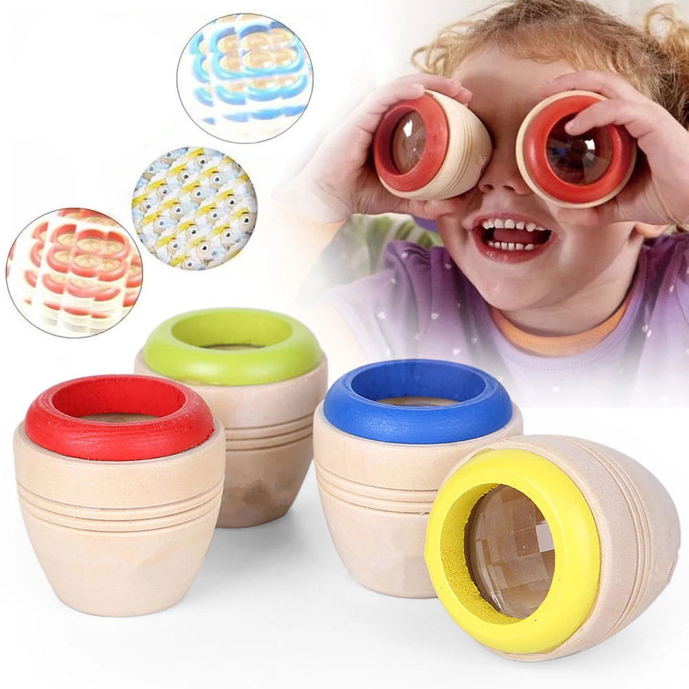 Kids Magical Bee Eye Effect Kaleidoscope Explore World Wooden Toy Multi Prism Observation Learning Educational Puzzle Toys Gift | Игрушки и