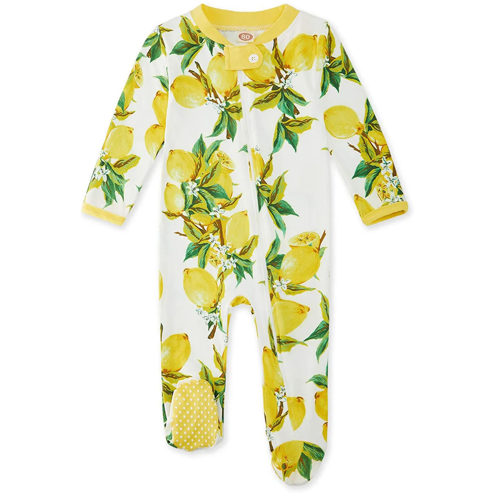 Baby Romper Infant Boys Girls Lemon Print Pajama Sleeper Zipper Footed Jumpsuit Bebek Giyim ropa de niña | Детская одежда и обувь