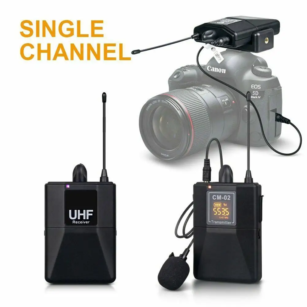 

UHF Dual channel Wireless Lavalier Microphone lapel Camera For DSLR Live For SLR Range 60m Interview camera recording micro I9G1