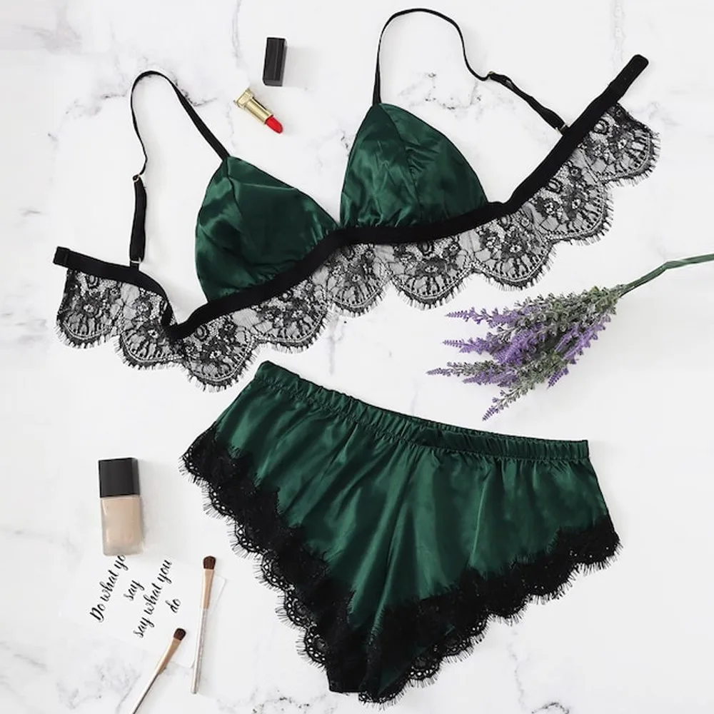 1 комплект Для женщин сексуальная девушка милый зубчатой отделкой кружевное