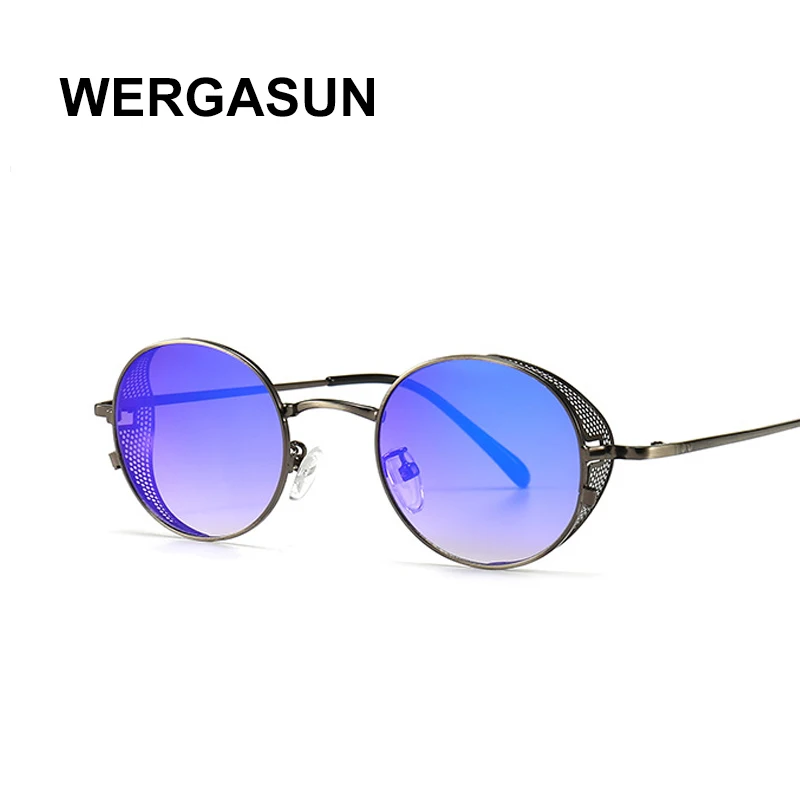 Ретро солнцезащитные очки WERGASUN в стиле стимпанк круглые дизайнерские