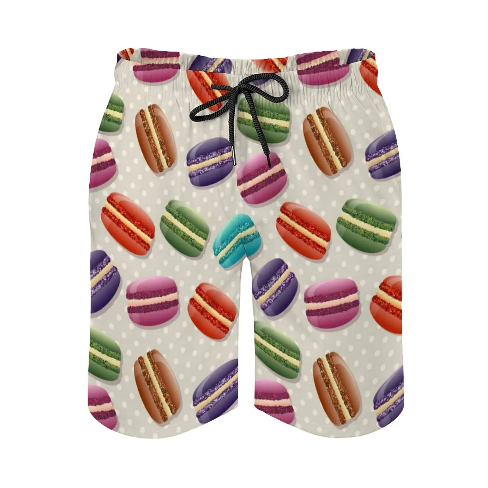 

Summer Men Causal Shorts Breathable Quick Dry Humor Graphic Food Party Running Macaron Male Shorts