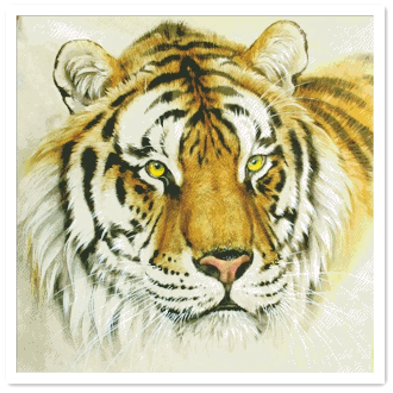 

Tiger D cross stitch kit animal 18ct 14ct 11ct white fabric cotton thread embroidery DIY handmade needlework