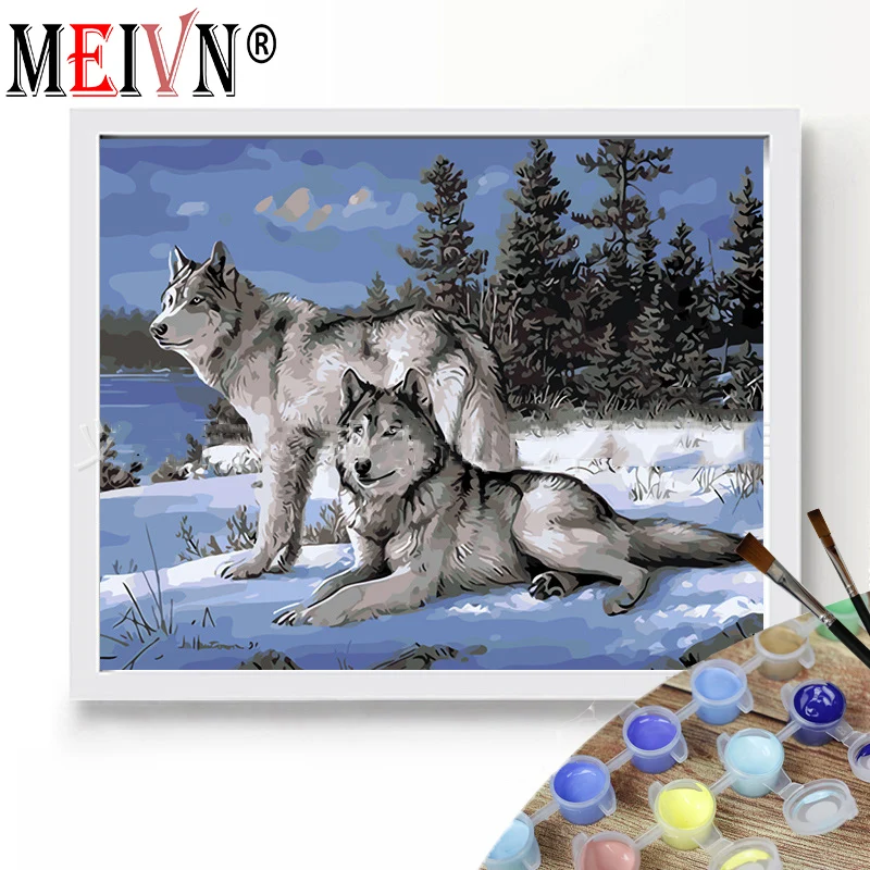 Meivn Diy животные волк масло цифровая скорость краски художественная краска по