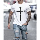 Летняя Повседневная универсальная мужская футболка с 3d принтом Иисуса Христа, новинка 2021, уличная одежда большого размера с короткими рукавами и круглым вырезом