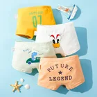 Трусики для мальчиков 3-12 лет, хлопковые, с рисунком динозавра, нижнее белье, шорты, 4 шт.лот