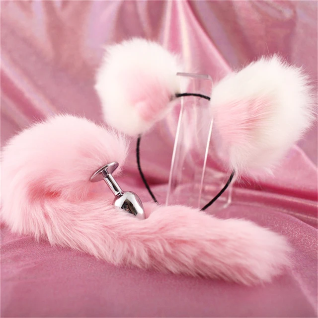 Dildo Anal Plug Cute Ears Headbands Fox Rabbit Tail Metal Butt Anal Plug Erotic Cosplay Accessories Adult Sex Toy for Couples 3