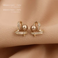 2022 new classic small heart champagne pearl stud earrings korean fashion jewelry wedding for womans party luxury accessories