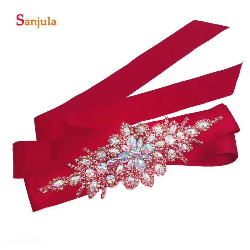 Черный/красный атласный пояс Свадебный ремешок для свадебного платья с