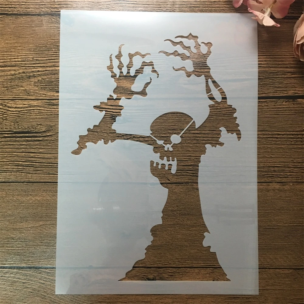

A4 29cm Halloween Tree Ghost DIY Layering Stencils Wall Painting Scrapbook Coloring Embossing Album Decorative Template