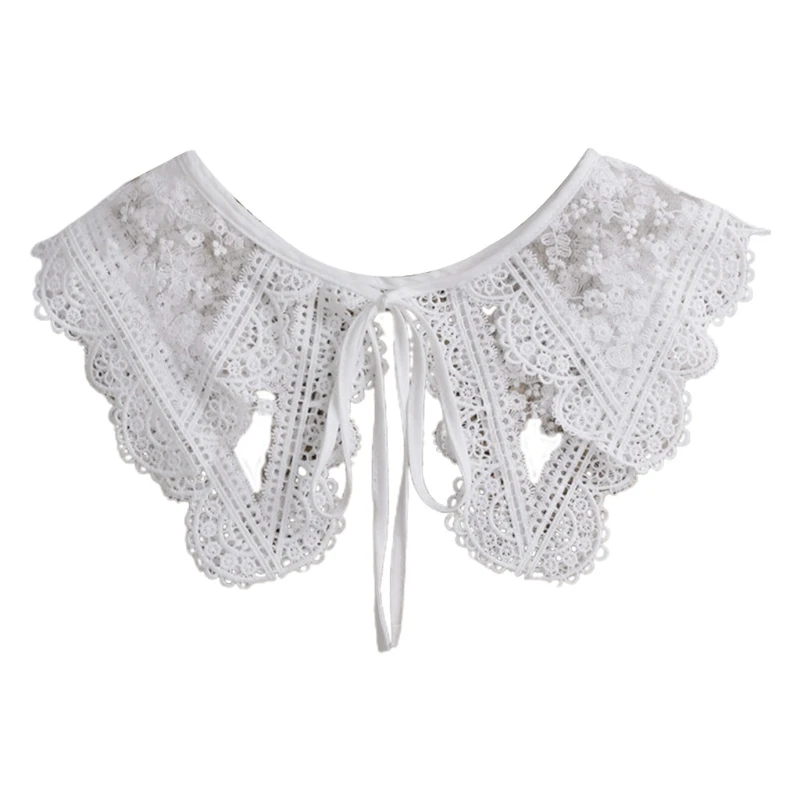 

Sunscreen Detachable Fake Collar Shawl Mesh Floral Lace Necklace Mini Cape Shirt R2LE