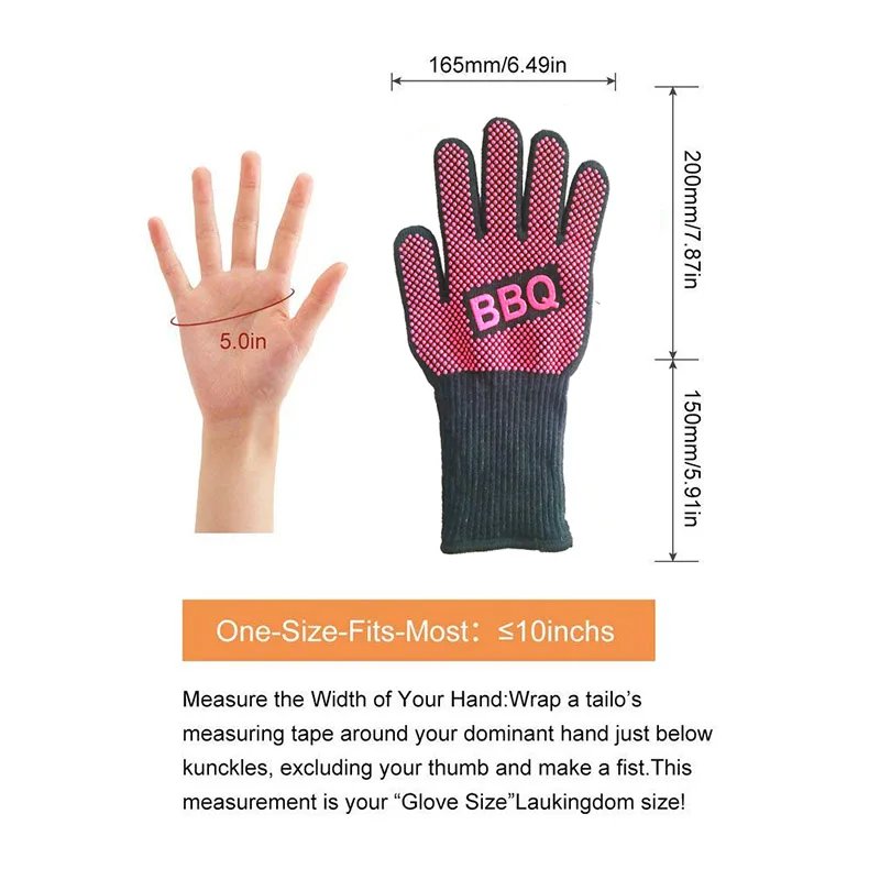 

BBQ Glove Heat Resistant Barbecue Grill Glove Oven Silicone Insulated Baking Cooking Grilling Oven Glove BBQ Accessory
