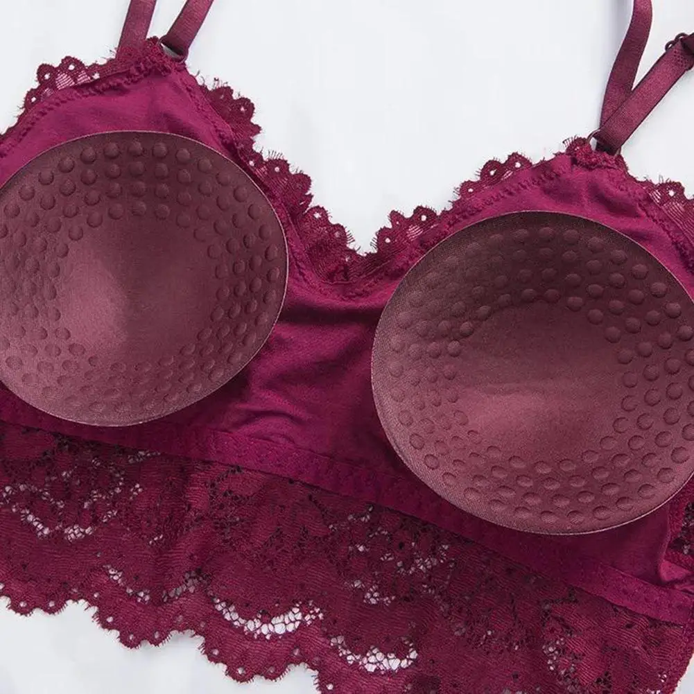 

Fashion Sexy Women Girl Hollow Out Lace Flower Padded Strappy Bra Underwear Vest