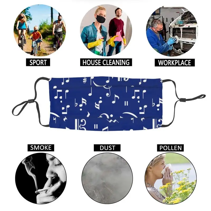 

Music Reusable Unisex Adult Mouth Face Mask Musical Notes Anti Dust Haze Protection Cover Respirator Mouth Muffle