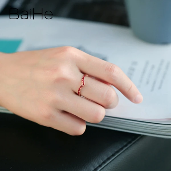 BAIHE Твердое 14 к желтое золото 0.45CT сертифицировано круглой огранки подлинные Рубины свадебные женские трендовые ювелирные изделия уникальное модное кольцо