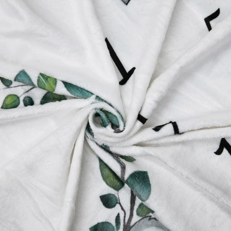 

2021 Baby Monthly Record Growth Milestone Blanket Newborn Soft Flannel Swaddle Wrap Photography Props Creative Green Leaf Cloth