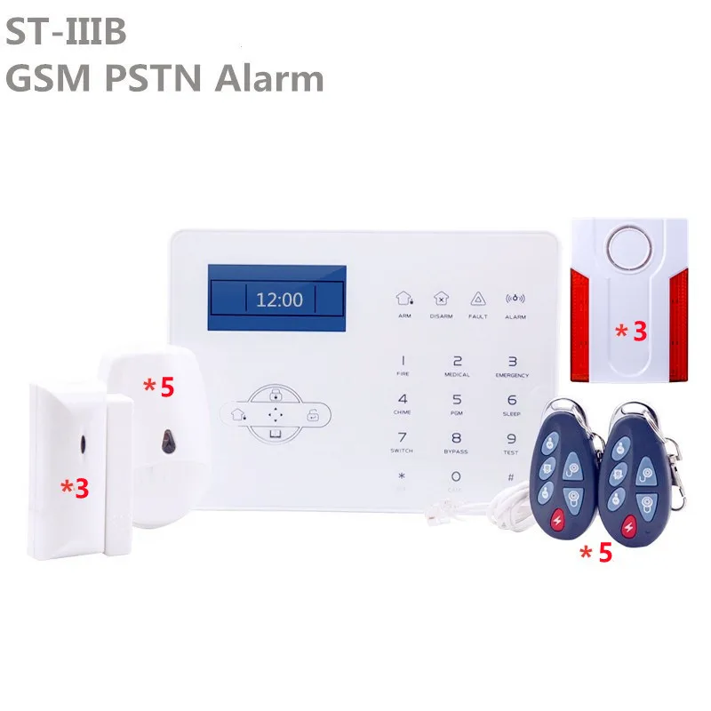 

DIY English ST-IIIB Wireless GSM Home Security Alarm Touch screen GSM PSTN Intruder Security Alarm System With App Control
