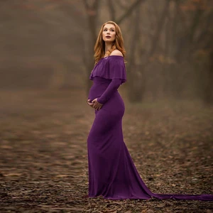 Платье для беременных, с рюшами, воротником, реквизит для фотосъемки, для беременных, одежда для взрослых, 2021