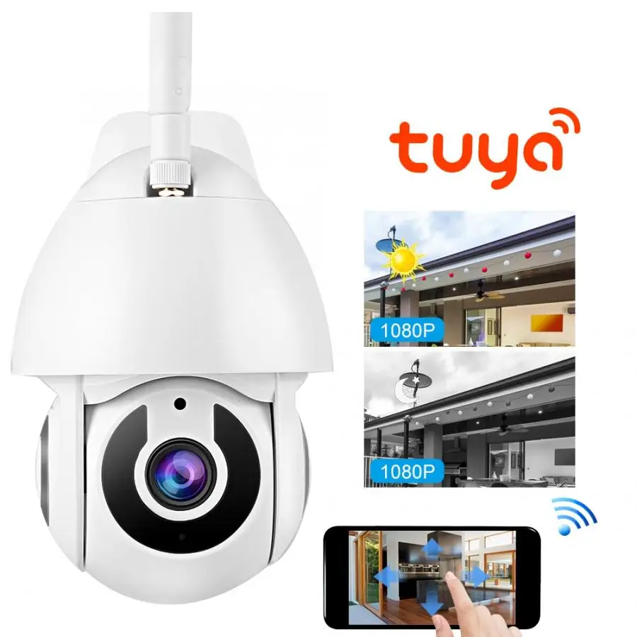 Wifi 1080P HD Tuya Водонепроницаемая камера ночного видения панорамная камера наблюдения с наклоном и зумом для ONVIF 100-240V