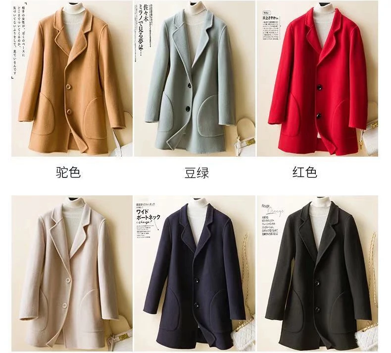 

Autumn winter new hot sale women winter long coat mid-length wool coat