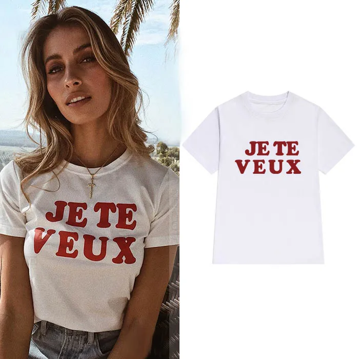 

je te veux red Print Women Tshirts Cotton Casual Funny t Shirt For Lady Top Tee Hipster Drop Ship NA-635