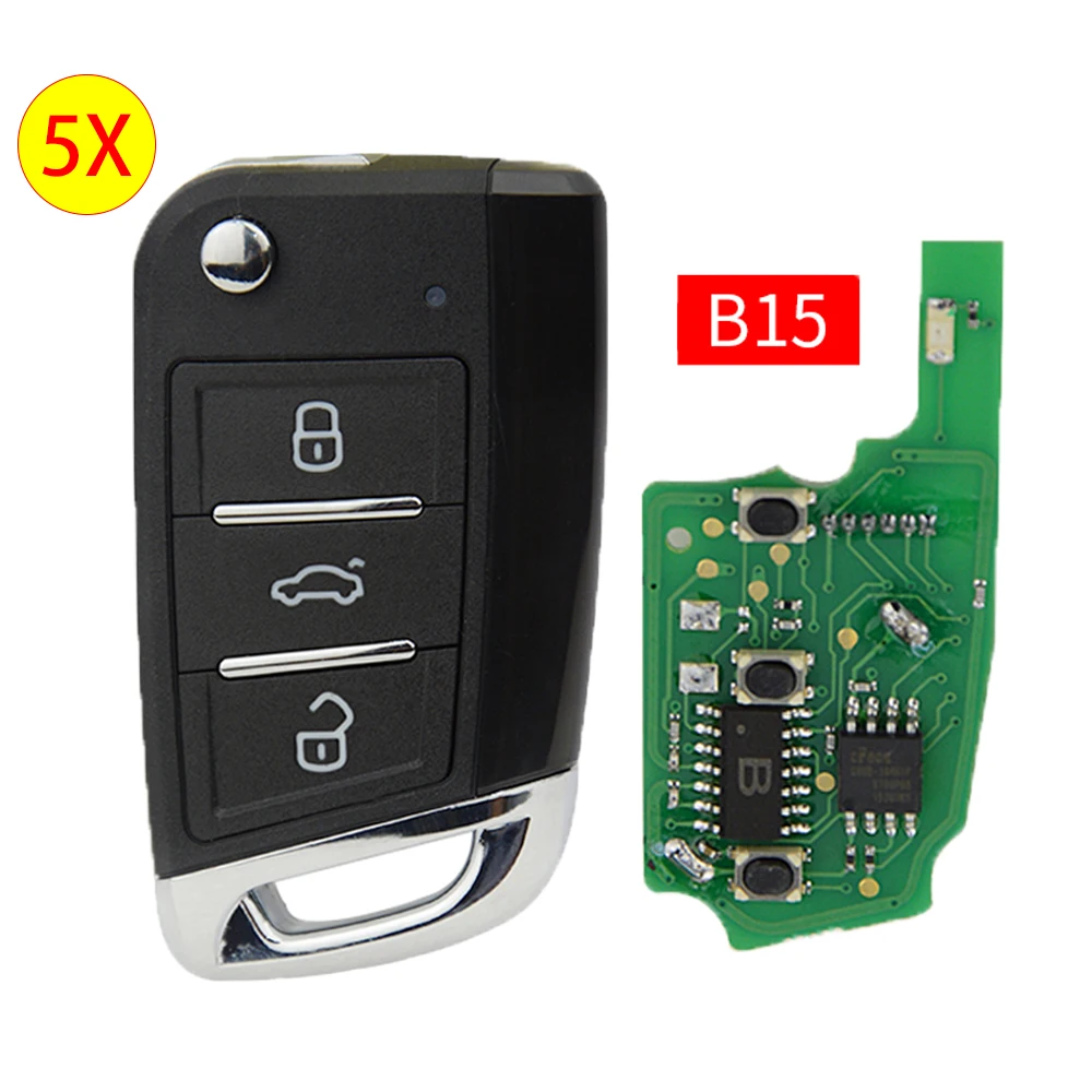 

Okeytech 5pc/lot MQB style For VW KD Universal Remote Key B series B15 For Keydiy KD900+ URG200 KD-X2 mini KD Programmer 3 BT