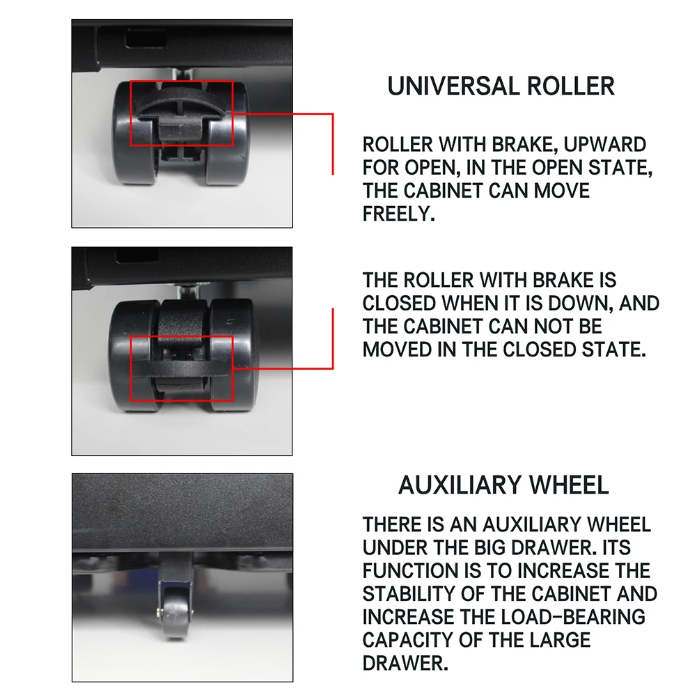 

3 Drawers Mobile Pedestal Metal File Cabinet with Lock Multifunction Storage for Office Hogard