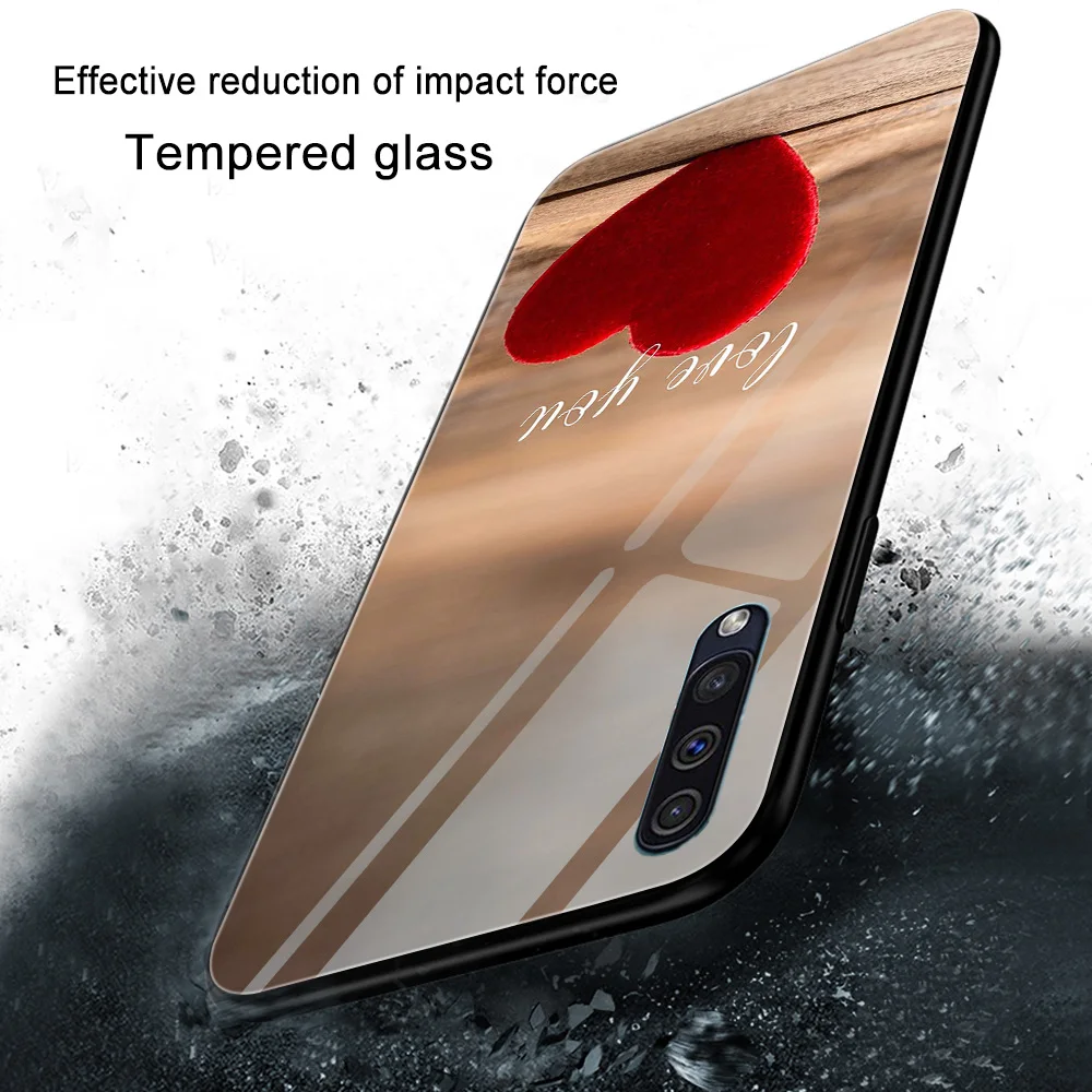 

Heart Love Case For Samsung A50 A51 A71 A70 A20 A40 A20E M31 S10 S20 S9 Edge Ultra Puls Note 10 20 9 8 Plus Glass Phone Cases