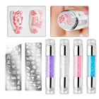 Набор силиконовых белых прозрачных желейных стемперов для маникюра, шаблон для ногтевого дизайна, скребок для стемпинга, набор с двойной головкой, 3 шт.