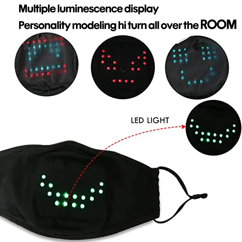 NEW Voice Activated LED Mask Control with 5 Light-Emitting USB Charging DIY Reusable Cosplay Decoration Festive Party Supplies | Дом и сад