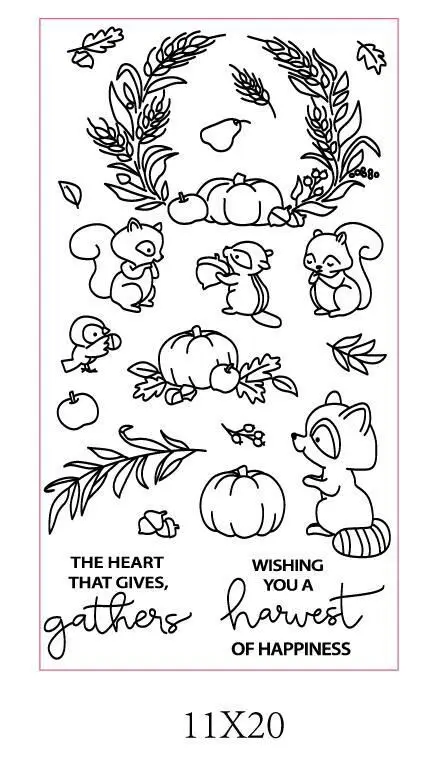 Squirrel squash stamp Clear Stamp for Scrapbooking Transparent Silicone Rubber DIY Photo Album Decor k124