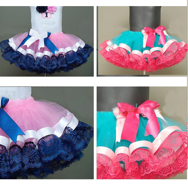 

Girl Party Lace Princess Cute For Children Soft Mini Bow-knot Kids Dance Bubble Skirt