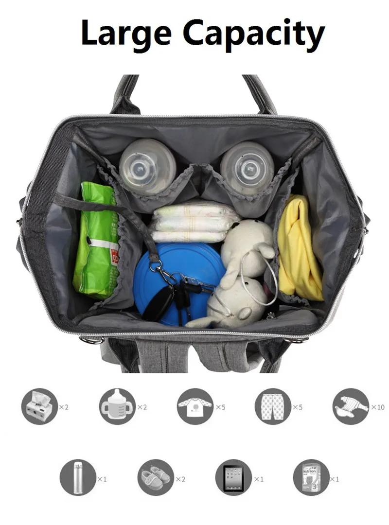 USB сумка для мам Большая вместительная детских подгузников дорожный