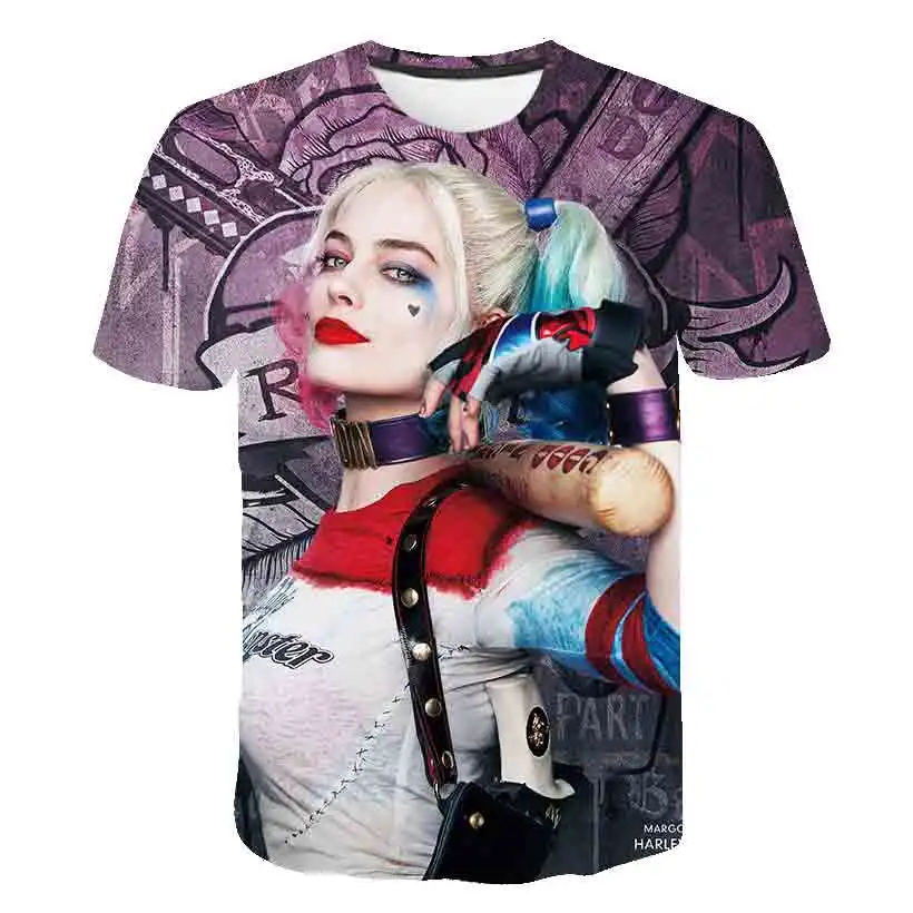 Отряд Самоубийц мальчики и девочки HAHA футболка с 3D принтом Harley Quinn Joker летние