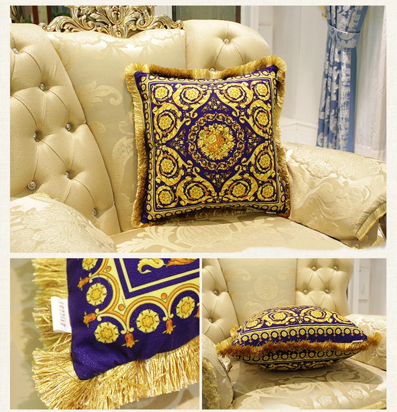 Роскошные классические геометрическые с картиной животных подушка кисточками