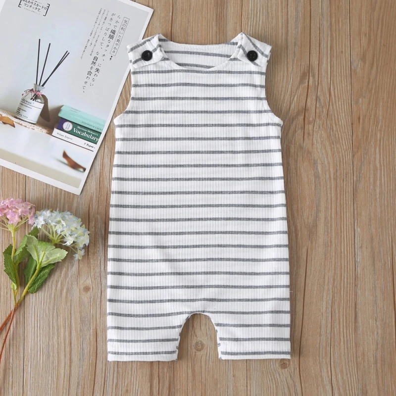 

Baby Pure Cotton Sleeveless Stripless One-piece Soft And Breathable Rompers For Daily Wear Picnic And Photo Shoot