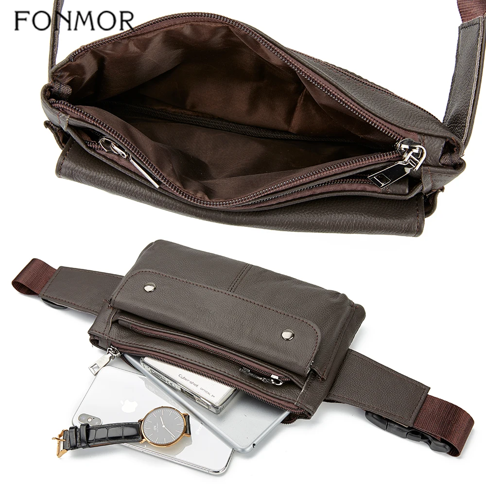 Поясная Сумка FONMOR мужская из натуральной кожи многофункциональная дизайнерская