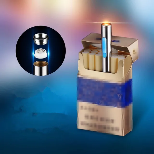 Тонкая мини зажигалка с USB зарядкой перезаряжаемая Электронная портативная