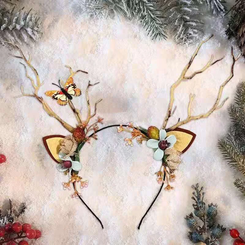 

Christmas Branch Hairpin Super Fairy Of Forest Family Headband Lovely Elk Horn At Christmas Headgear