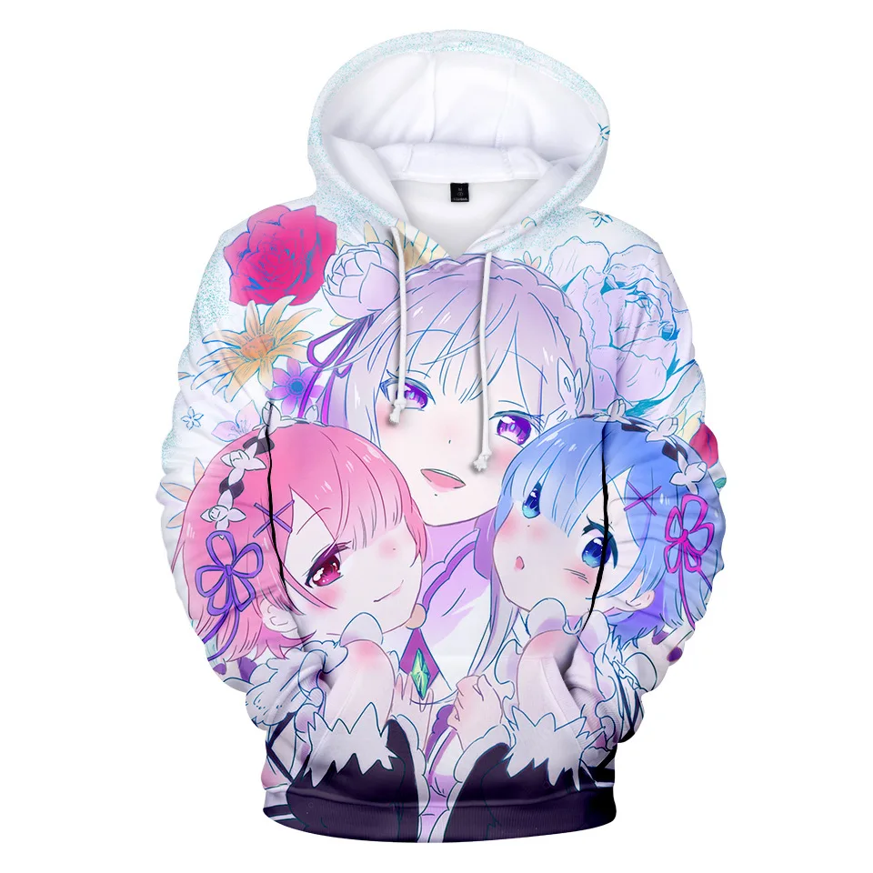 Толстовка Natsuki Subaru 3D пуловер с объемным капюшоном рисунком аниме Re ZERO Start для