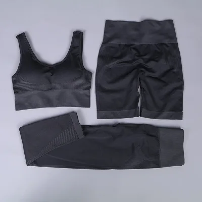 3PCS Seamless Yoga Set Women Fitness Clothing Workout Sportswear Gym Leggings Sport Bra Crop Top Shirts Sports Suit | Спорт и