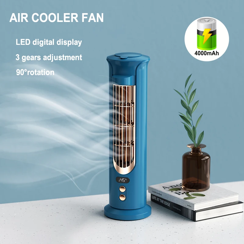 

2021 Upgrade Air Cooler Fan USB Desktop Portable Air Conditioner LED Digital Display Rechargeable Multifunctional Cooling Fan