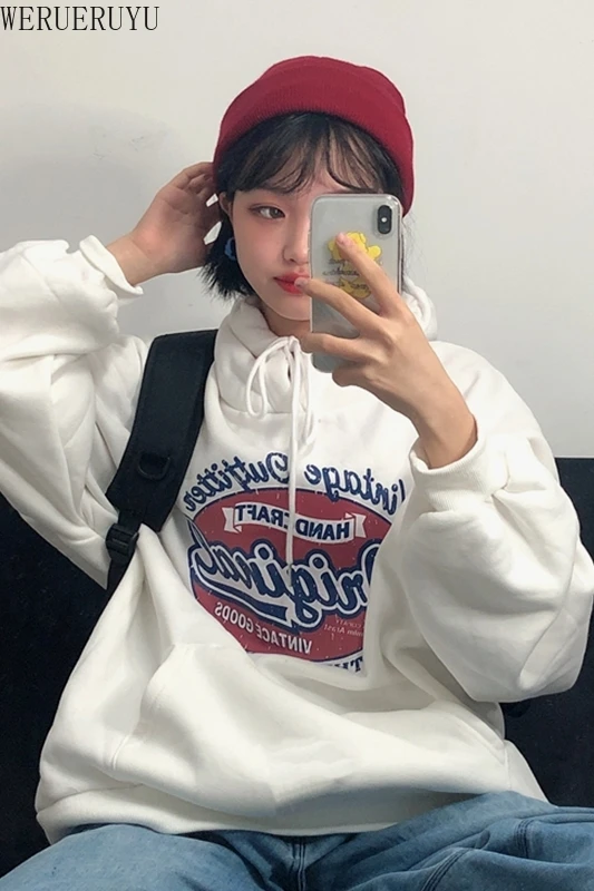 

WERUERUYU Sweatshirt 2020 Women's Casual Solid Hooded Pocket Long Sleeve Pullover Sweatshirt Top Blouse For Female