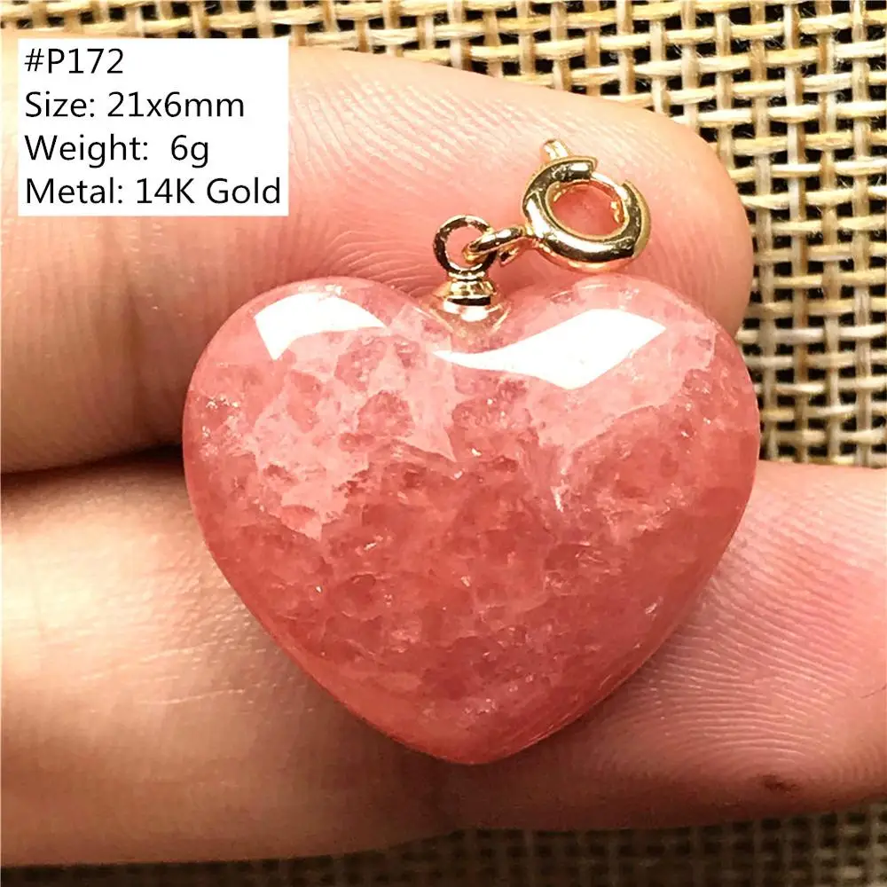 

Genuine Natural Heart Red Rhodochrosite Pendant Jewelry For Woman Man Love Argentina Crystal 14K Gold Beads Beauty Gemstone AAAA