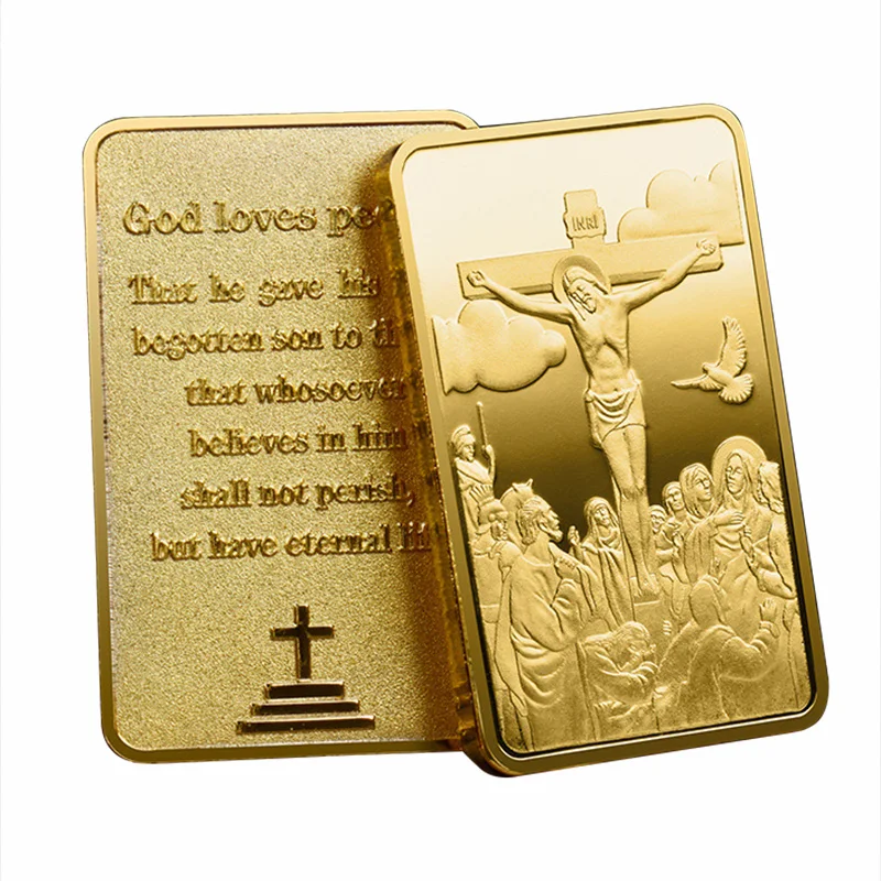 

Золотые бальные станции Креста с Иисусом, христианство, позолоченные сувениры, Бог любит людей, коллекционные монеты, коллекционная медаль
