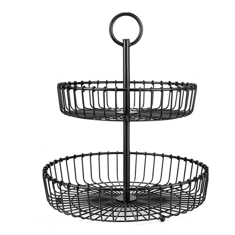 

Fruit Basket 2 Tier Fruit Baskets for Kitchen Fruits Bowl Storage for Banana Holder Metal Vegetable Hanging Baskets