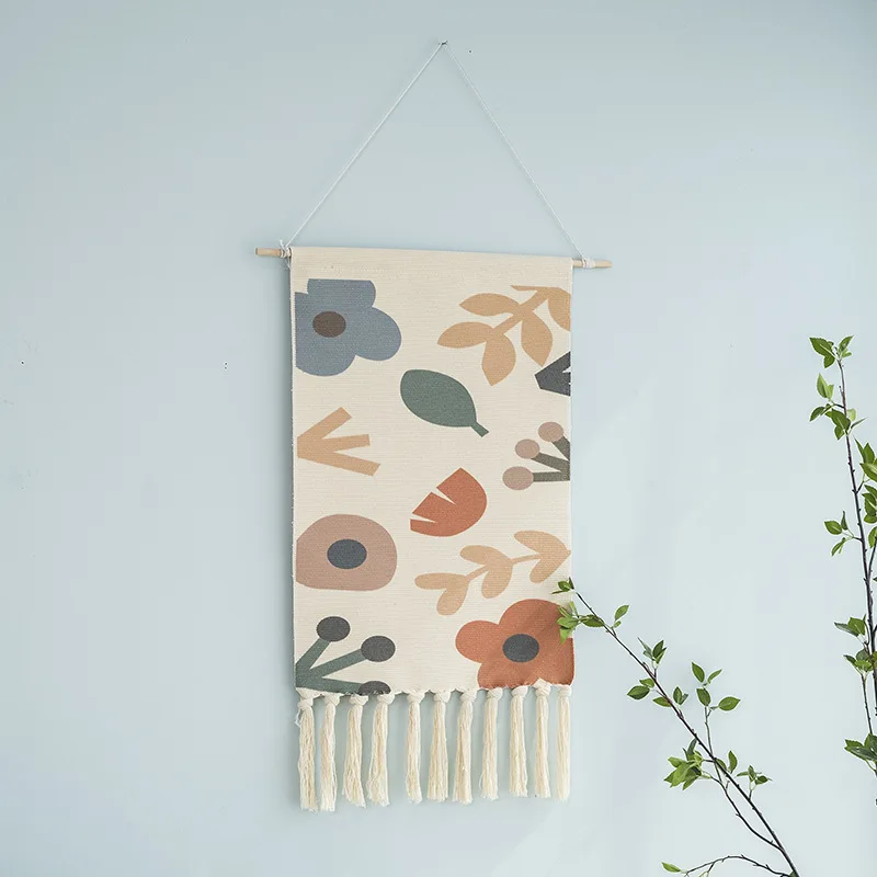 

Boho Modern Morandi Color Block Macrame Wall Hanging Tapestry Cotton Tassel Handmade Woven Art Background Tapestry Home Decor