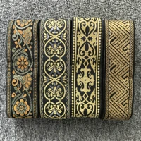 10yardslots wide about 5cm woven jacquard ribbon flower trims black gold pattern for curtain and clothing accessory zerzeemooy