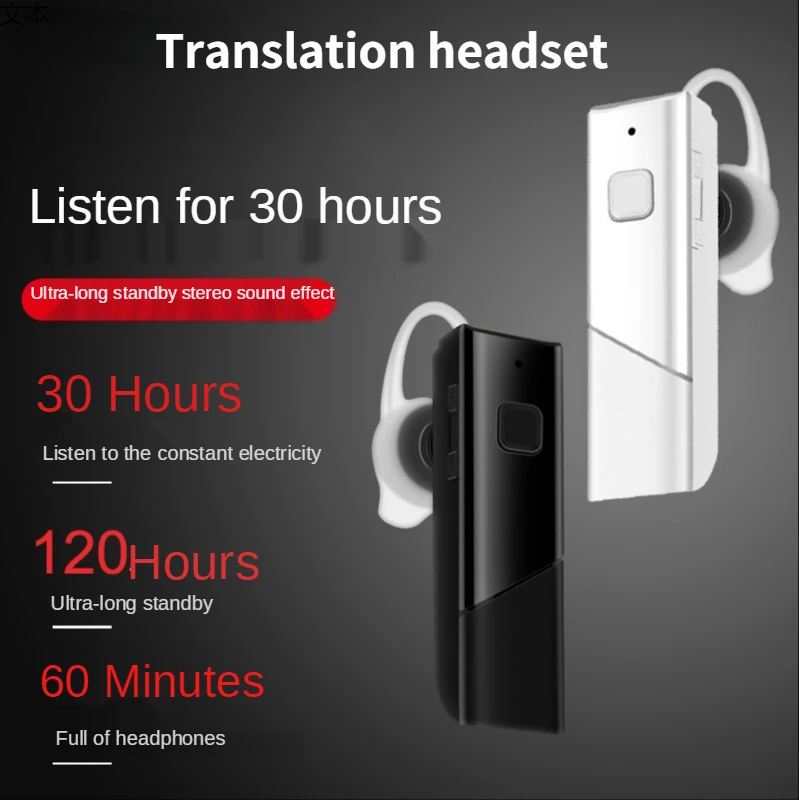 

33 Languages Bluetooth 5.0 Earphone Translator Wireless Waterproof Sports 110mAh Battery Translation Headset Tourism Business
