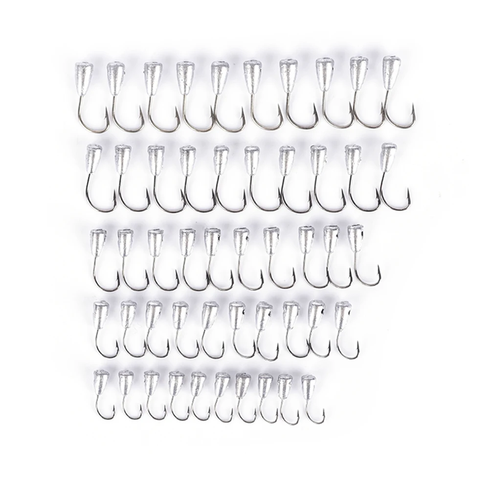 

Titanium Tungsten Barbed Fishhook Tin Jig Head Stand Hooks 10Pcs or 50pcs Japan Overturned Hook 5 Size